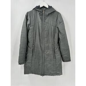 Columbia Puffer Coat Womens Medium Gray Quilted Lightweight Full Zip Hooded